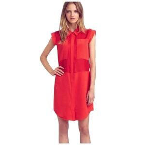 T ALEXANDER WANG Women’s Red Silk Button Up Shirt Dress